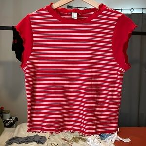 Red striped crop top